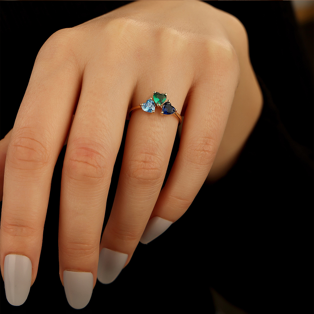 For Mother - Heart Birthstone Custom Ring