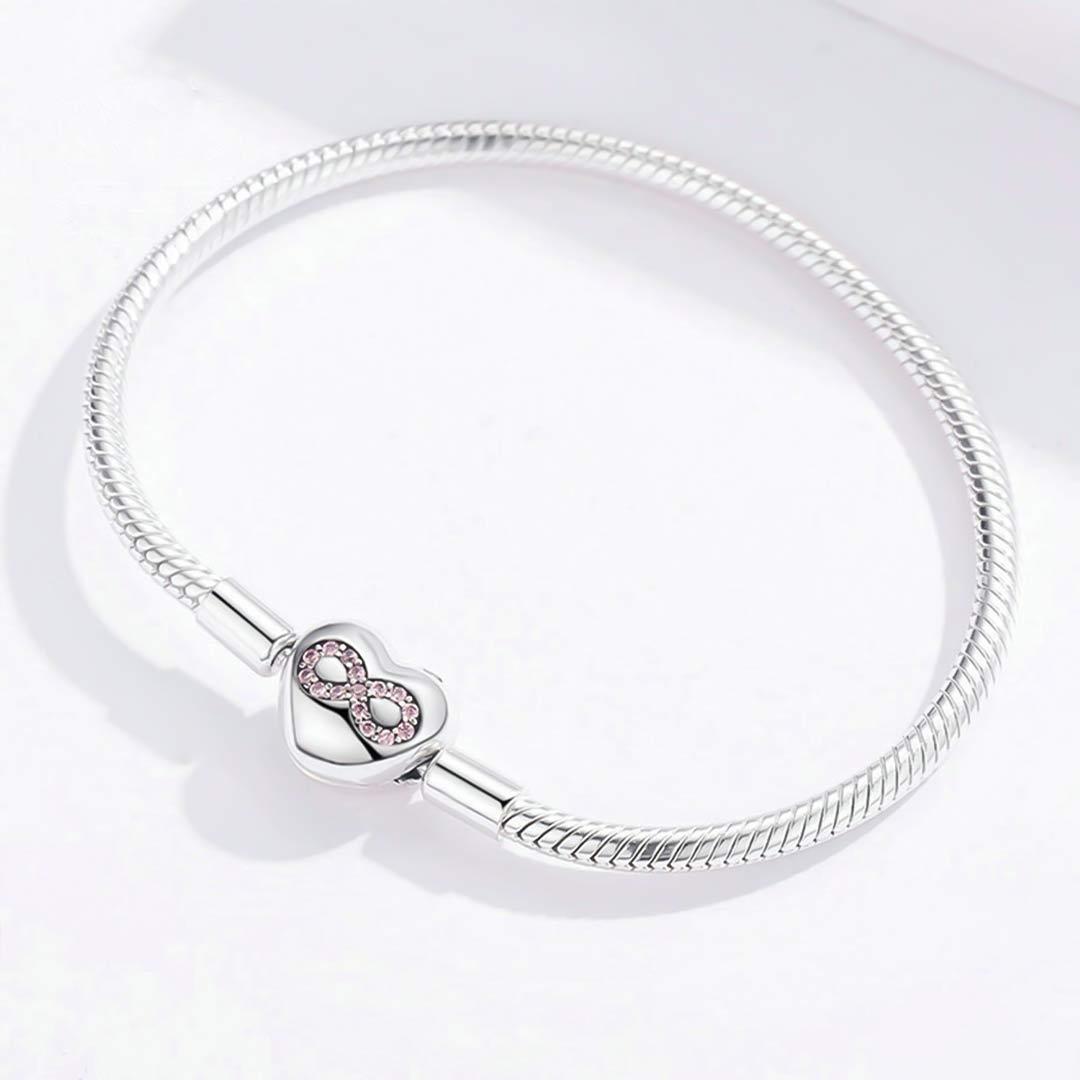 For Daughter - S925 I Will Always Be With You Pink Heart-shaped Bracelet
