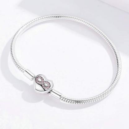 For Daughter - S925 I Will Always Be With You Pink Heart-shaped Bracelet