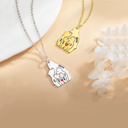 For Mother-Personalized Hugging Bear Custom Name Necklace