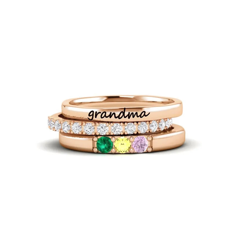 For Grandmother - S925 Birthstone Custom Ring