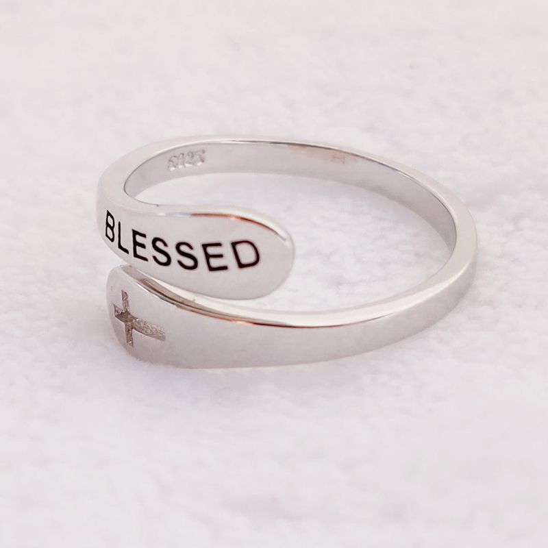 For Daughter - S925 I PRAY That You Are Safe, Well, And Happy God Bless Cross Ring