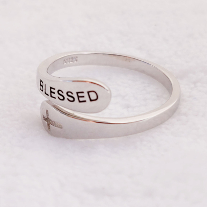 For Daughter - S925 I PRAY That You Are Safe, Well, And Happy God Bless Cross Ring