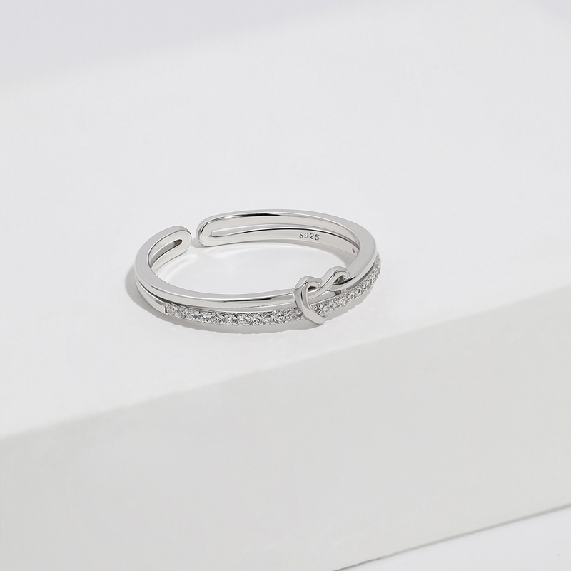 S925 Mother & Daughter Love Diamond Knot Ring