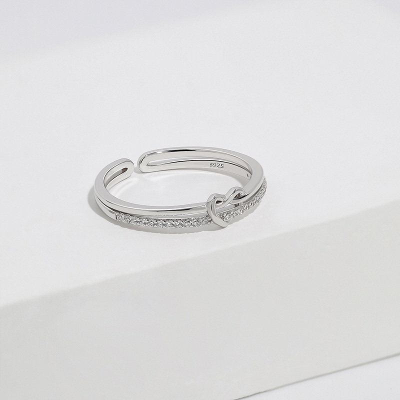 S925 Mother & Daughter Love Diamond Knot Ring