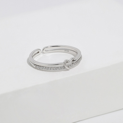 S925 Mother & Daughter Love Diamond Knot Ring