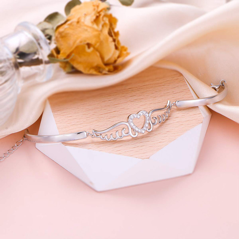 For Memorial - To My Mother In Heaven Angel Wings Bracelet