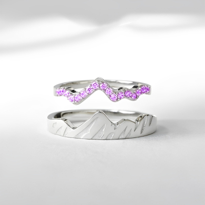 S925 Keep Climbing Birthstone Peak Stacking Ring