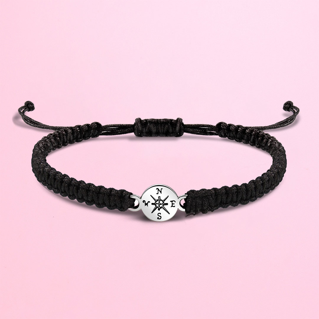 For Friend - I'd Be So Lost Without You Compass Braided Bracelet