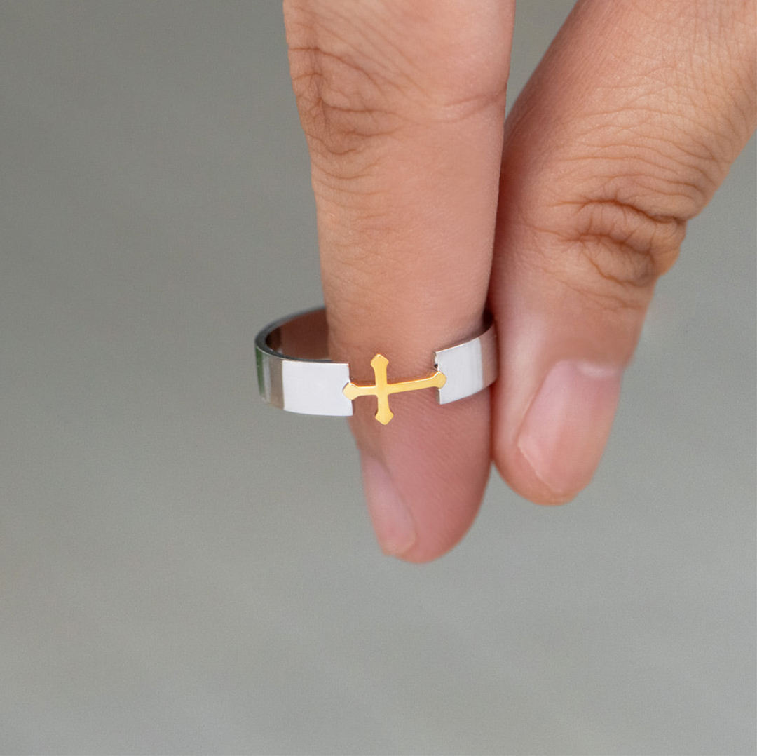 God Has Not Given Us A Spirit Of Fear, But Of Power And Of Love And Of A Sound Mind Engraved Cross Ring