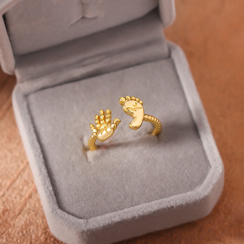 For Mother - S925 I Will Always Be Your Little Girl Baby Palm and Feet Ring