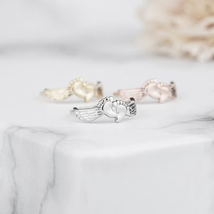 For Memorial - S925 Mama of an Angel Footprint Ring