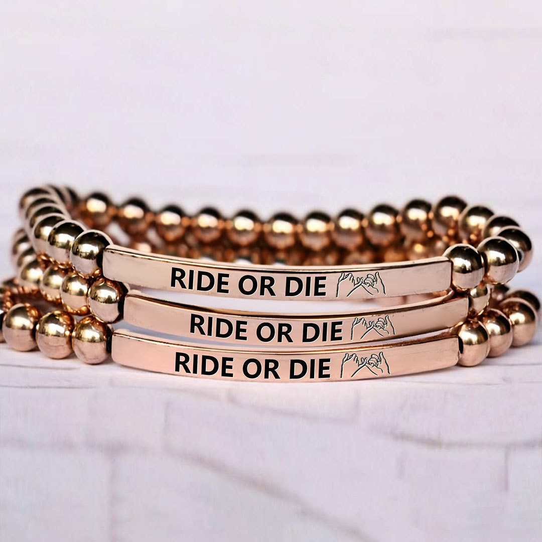 For Friend - Ride Or Die Bead I Pinky Promise Lettering Bracelet