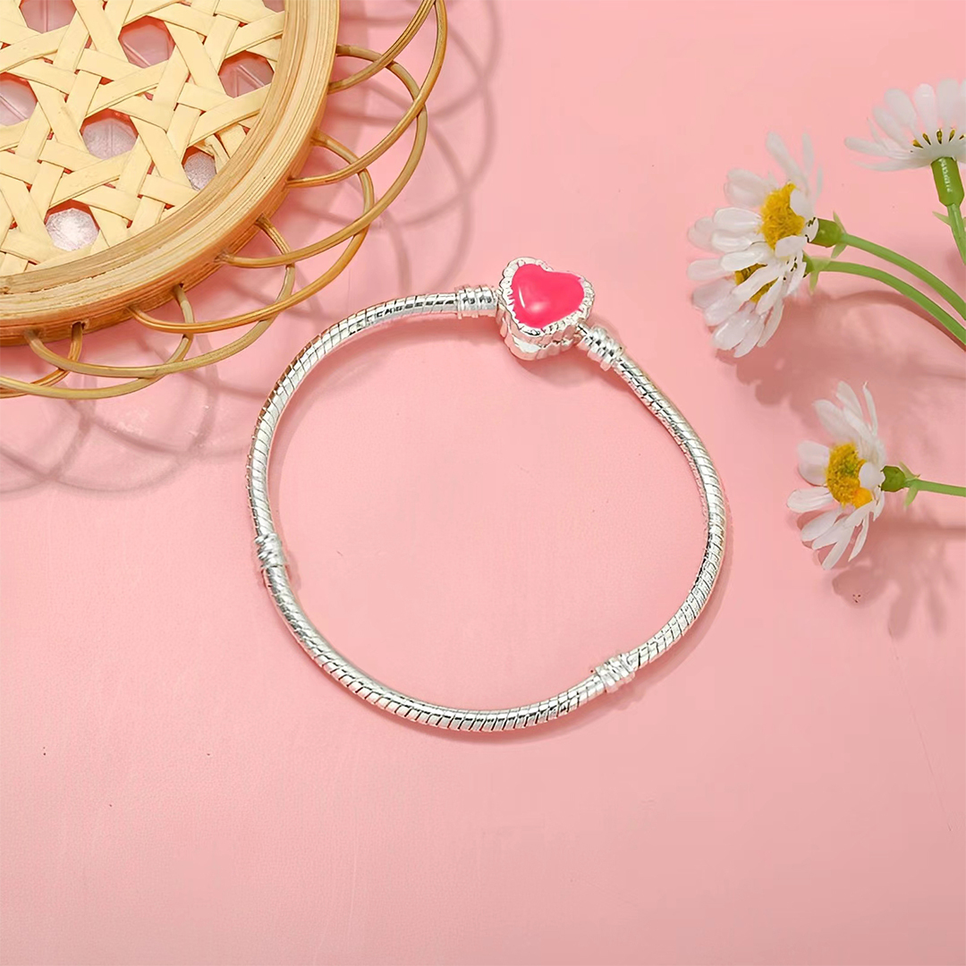 For Self - S925 Love Yourself Unconditionally Pink Love Snake Chain Bracelet