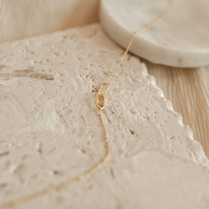 S925 Mother & Daughter Forever Linked Together Thin Hoop Necklace