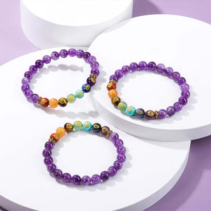 7 Chakra Healing Reiki Amethyst Bracelet