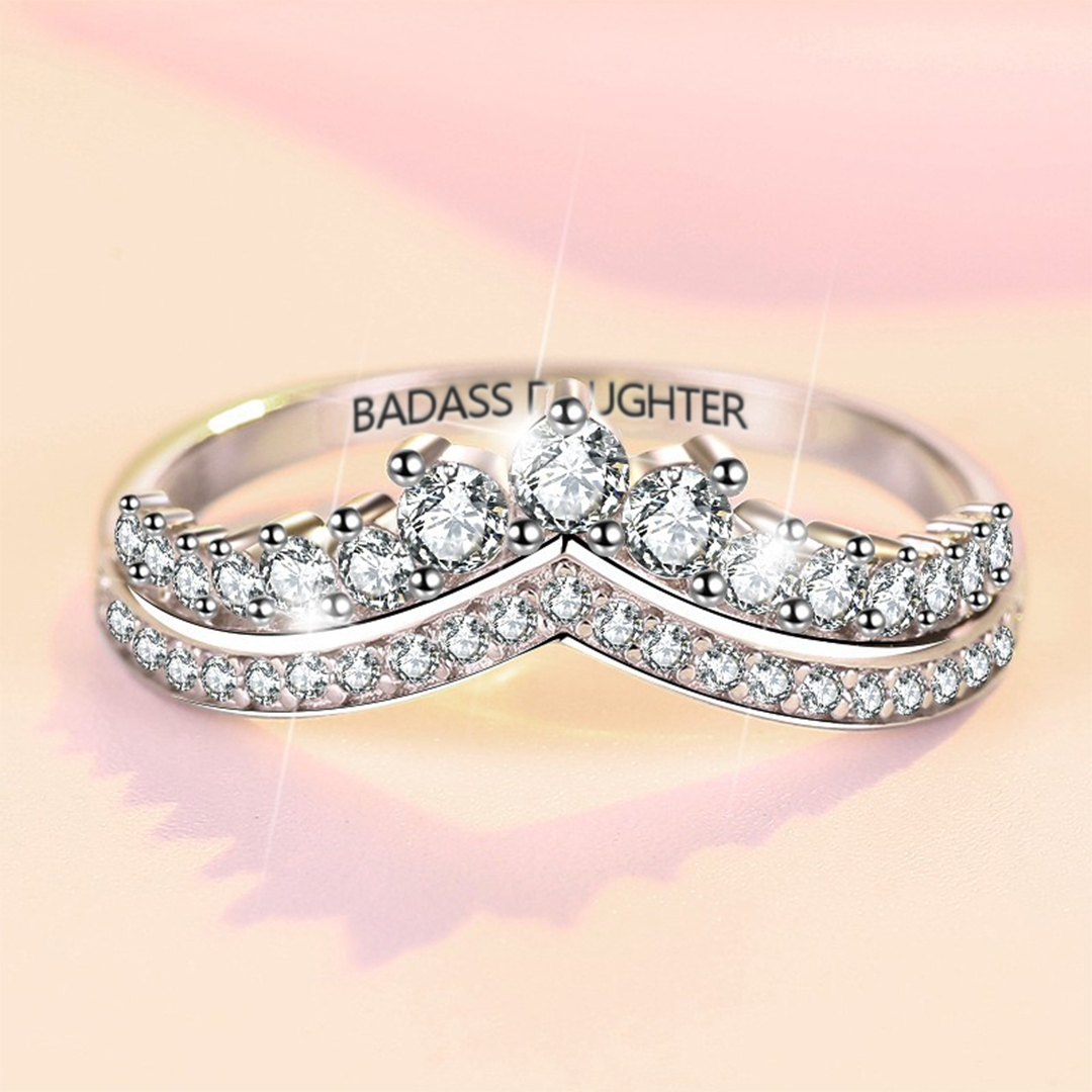 S925 Awesome Mother and Daughter Crown Ring