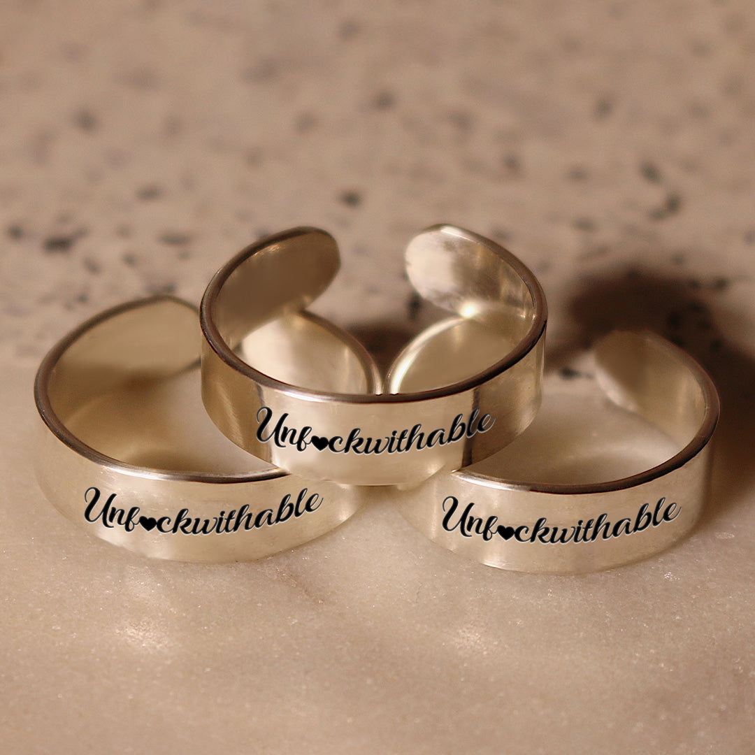 Unf💗ckwithable Can’t Be Knocked Down Adjustable Wide Ring
