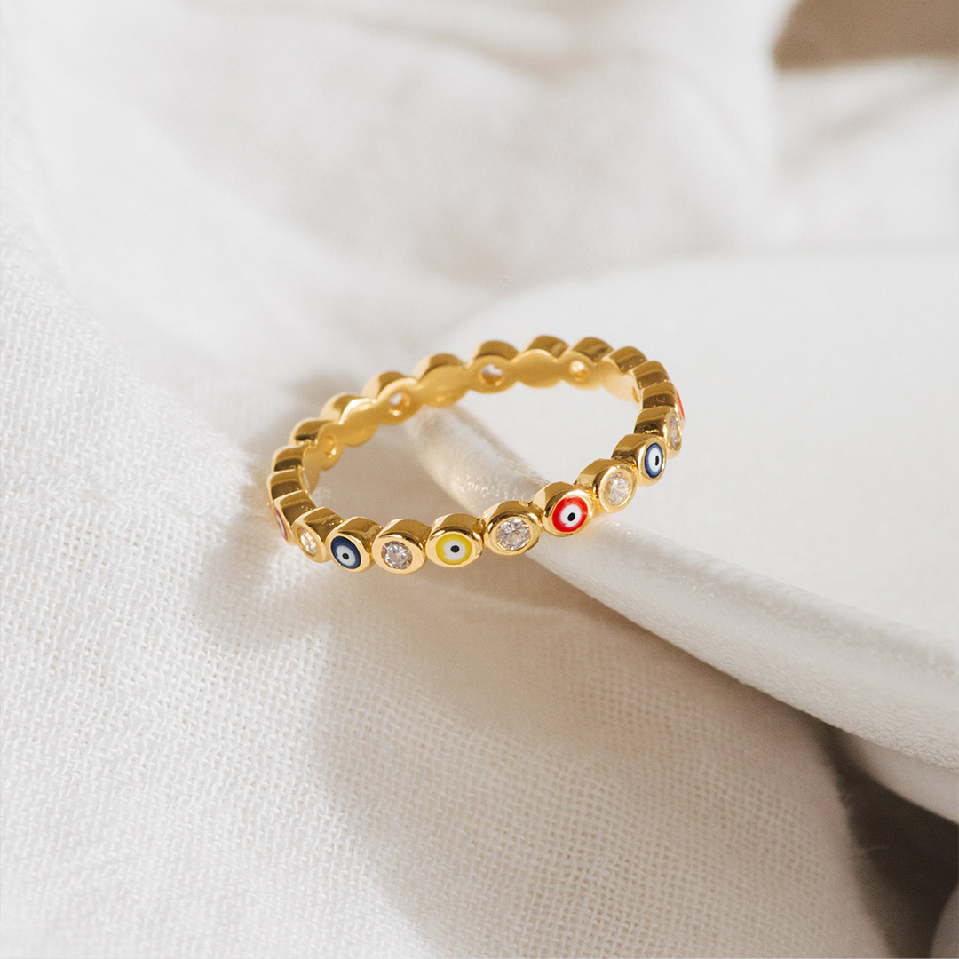 May You Always Be Protected Evil Eye  Ring