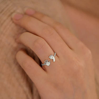For Mother - S925 I Will Always Be Your Little Girl Baby Palm and Feet Ring