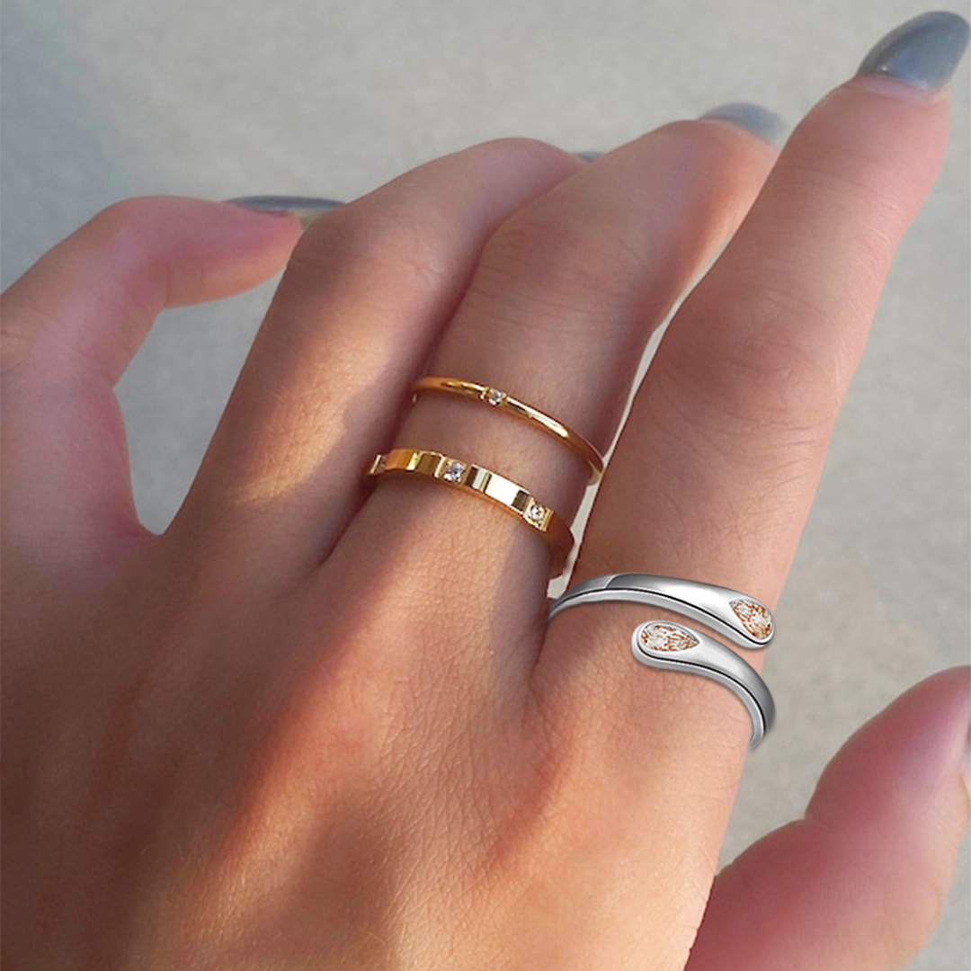 S925 Teardrop Birthstone Open Ring