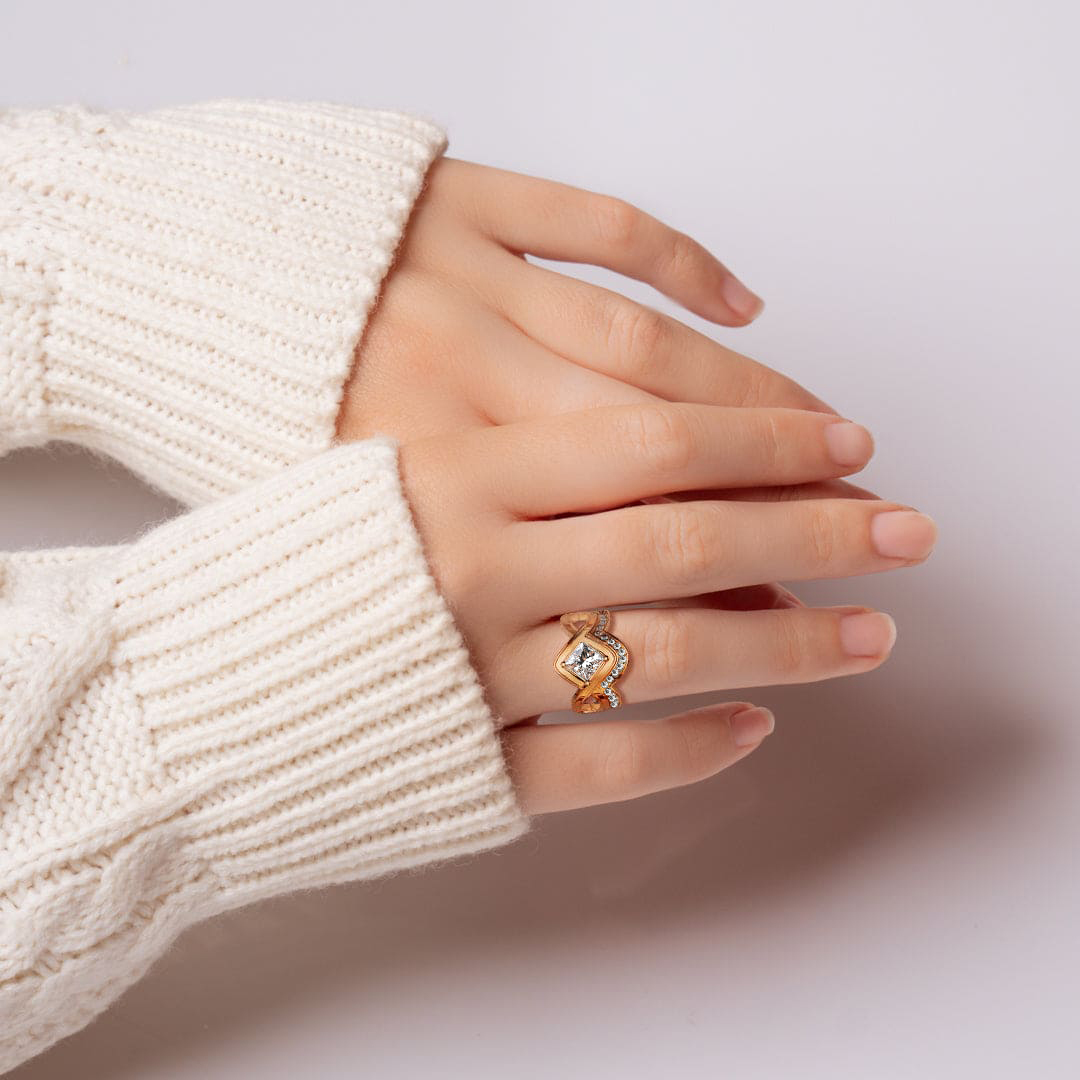 For Daughter - S925 Pick Yourself Up Wave Diamond Stackable Ring