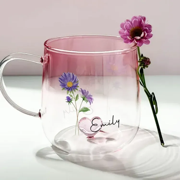 You Are The Most Beautiful Flower - Personalized Custom Pink Gradient Glass Mug