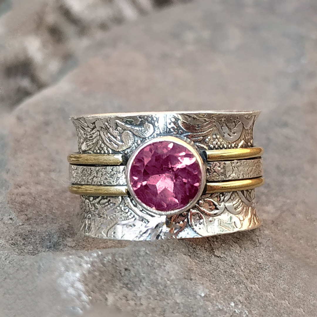 Amethyst Calming Healing Large Circle Ring