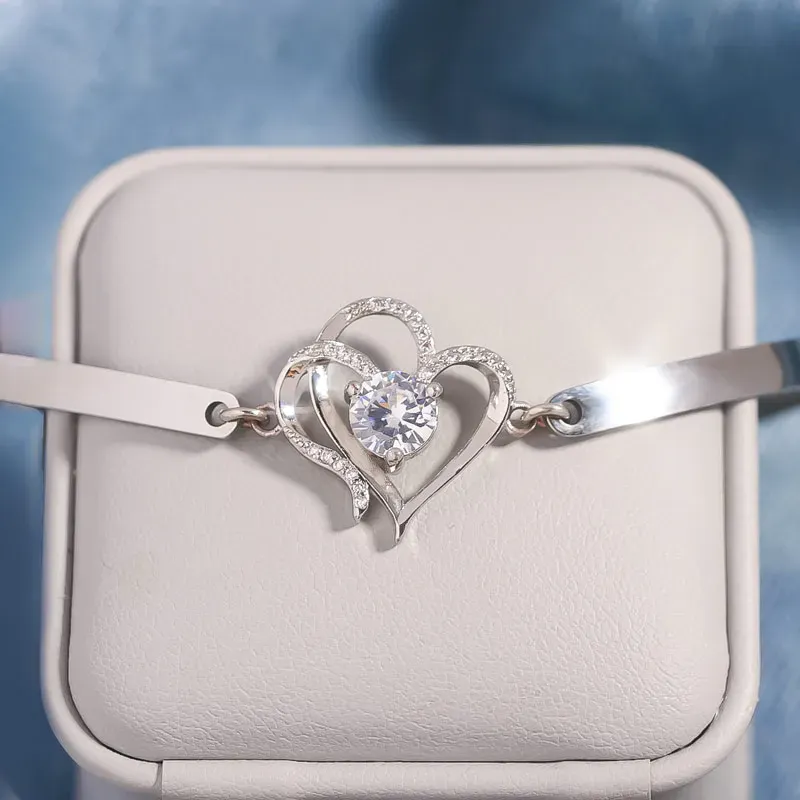 For Daughter-in-law - We Love You So Much Double Hearts And Diamonds Bracelet