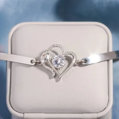 For Daughter-in-law - We Love You So Much Double Hearts And Diamonds Bracelet