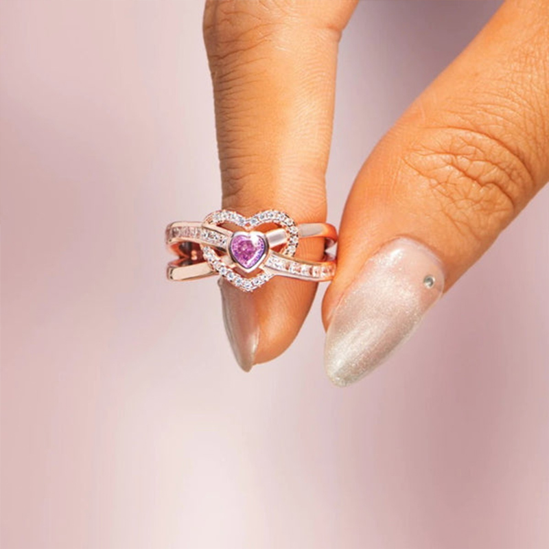 For Aunt/Niece - S925 Pink Heart Diamond Ring