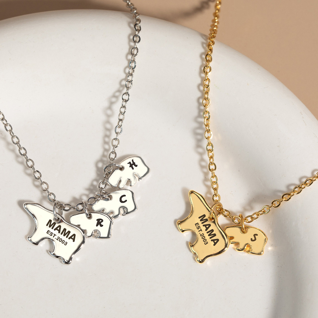 For Mother - You Are The Best Mama Bear In The World Name Custom Necklace