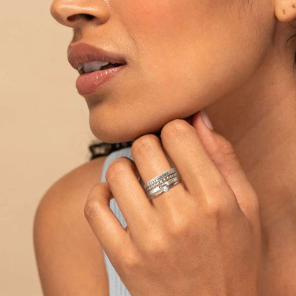 S925 Stay Golden Stacked Ring - 4 Rings Set