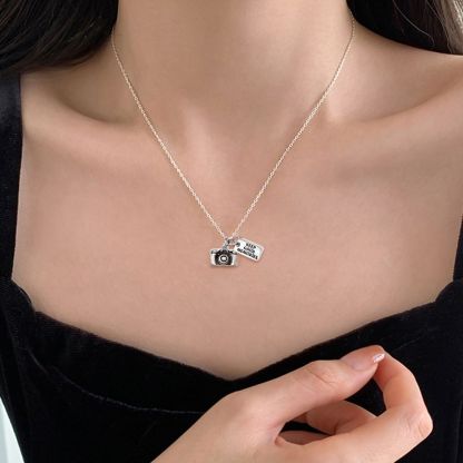 Life Is Like A Camera Card Message Necklace