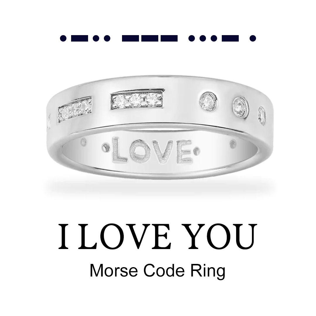 I Love You Diamond Morse Code Ring