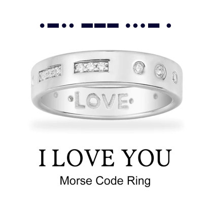 I Love You Diamond Morse Code Ring