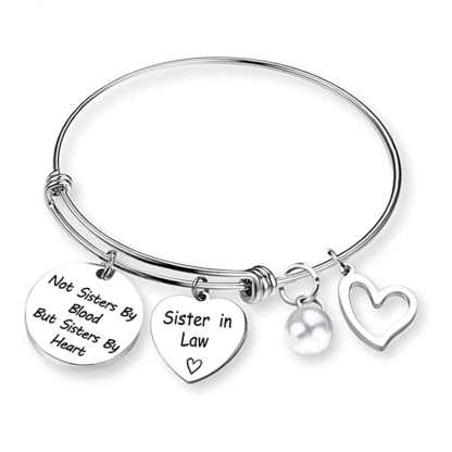 For Sister-In-Law - Not Sisters By Blood But Sisters By Heart Heart Bangle