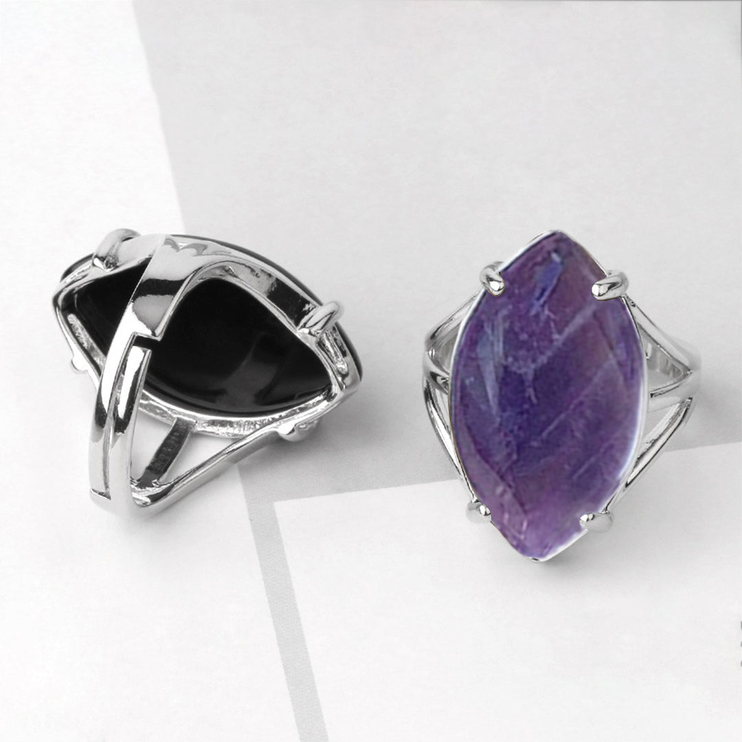 S925 Anxiety Relief Leaf Amethyst Ring