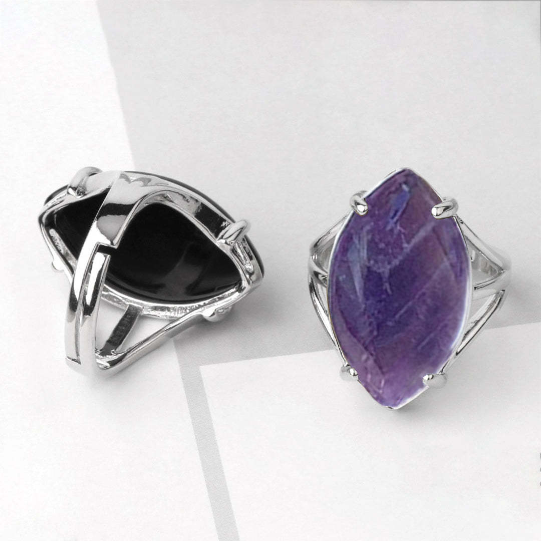 S925 Anxiety Relief Leaf Amethyst Ring