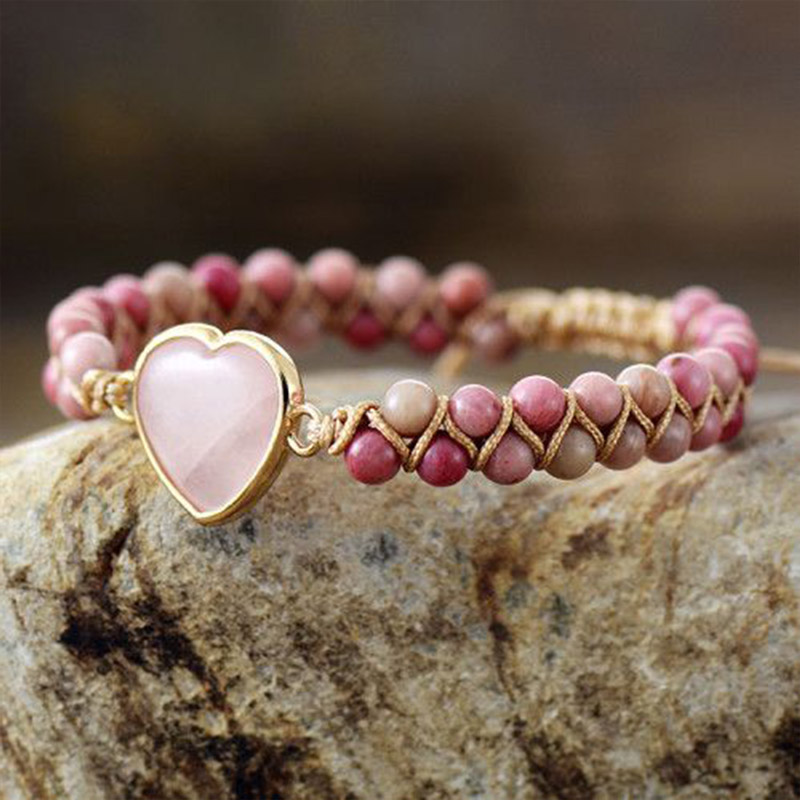 For Granddaughter -  I’ll Always Be With You Love You Forever Heart Protection Rose Quartz Bracelet