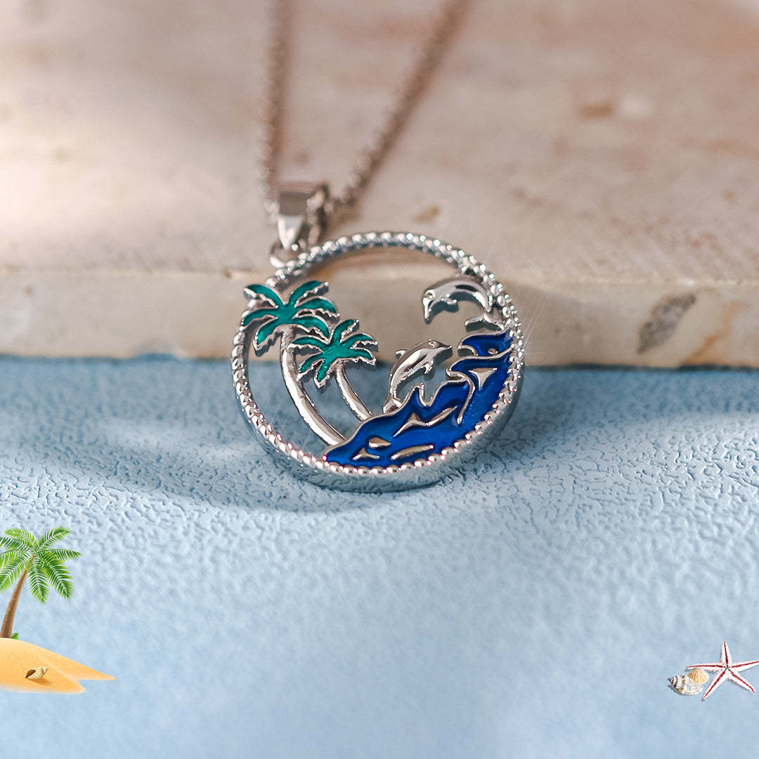 S925 Thalassophile Circle Palm Tree Necklace