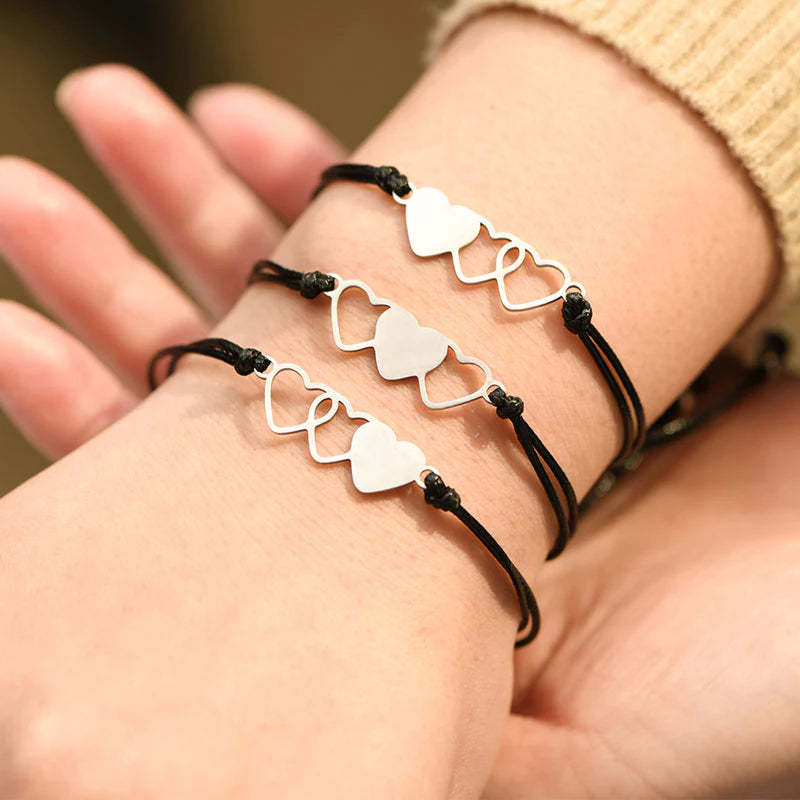 For Friend - Our Friendship Means the World to Me Heart to Heart String Bracelet