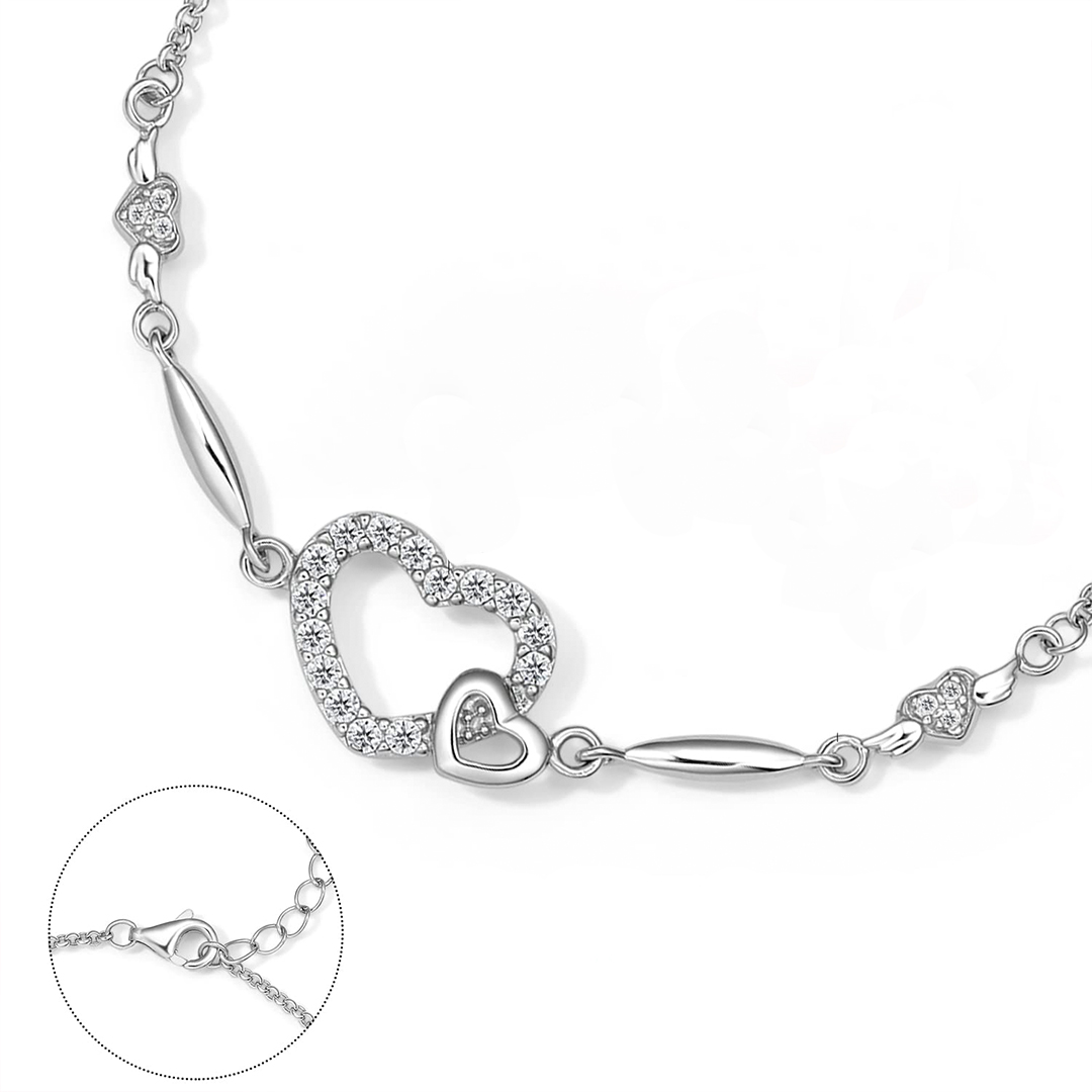 For Daughter - S925 Mother and Daughter Heart Linked Bracelet