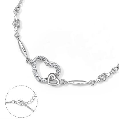 For Daughter - S925 Mother and Daughter Heart Linked Bracelet
