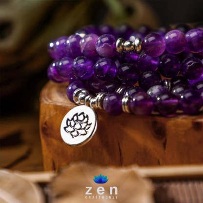 The Abundance Of Calm Amethyst Mala Beaded Bracelet