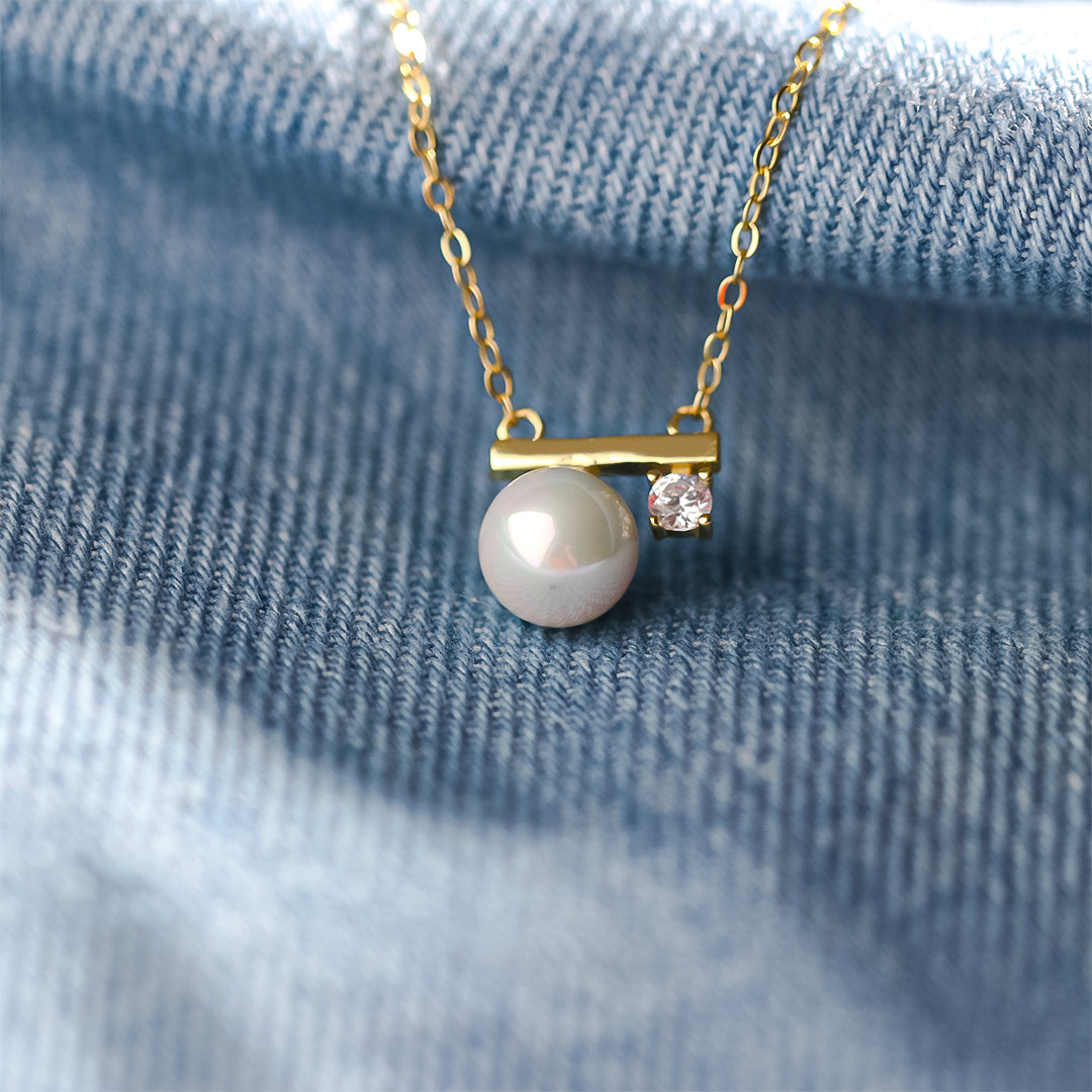 S925 Life is 90% How You React it Pearl Balance Necklace