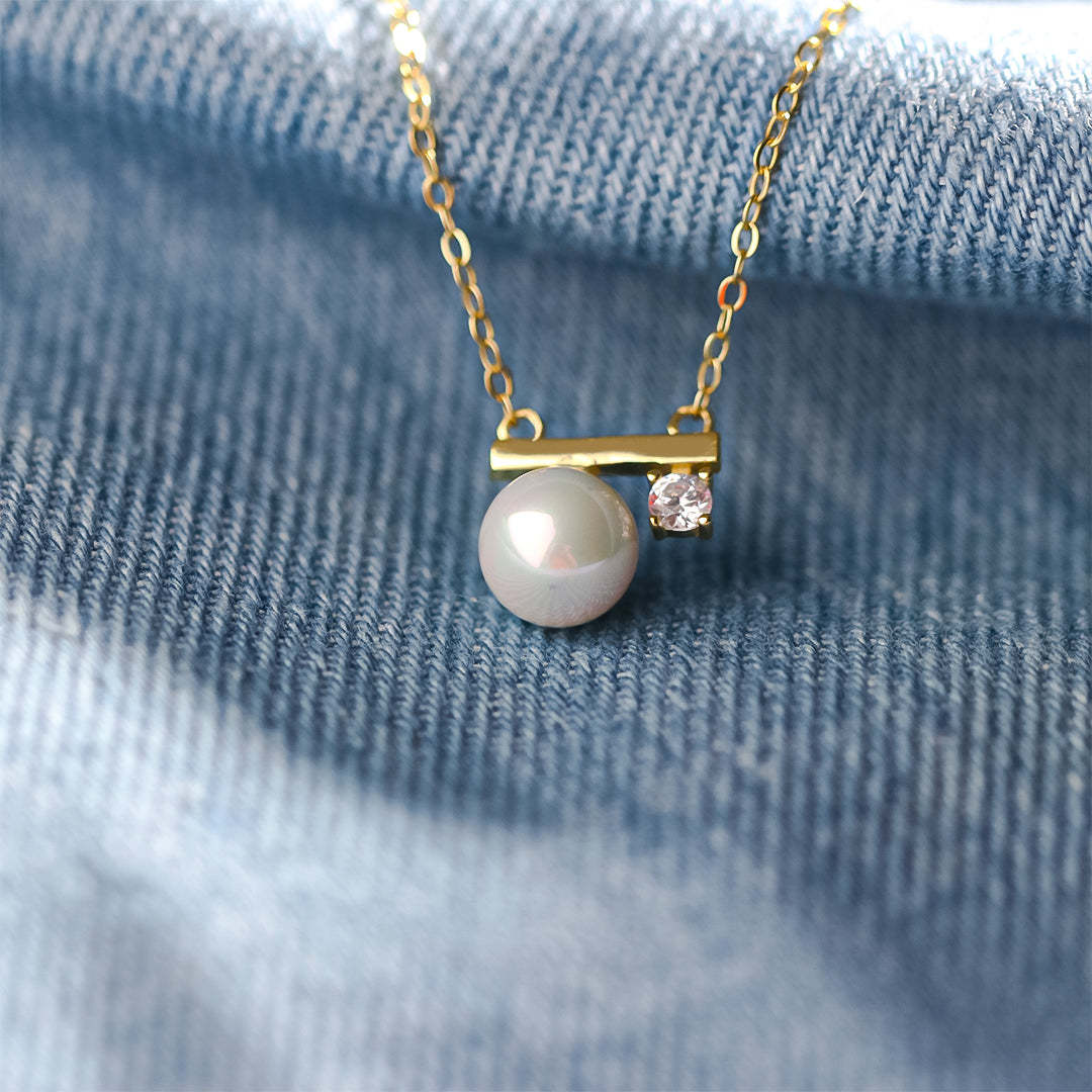S925 Life is 90% How You React it Pearl Balance Necklace