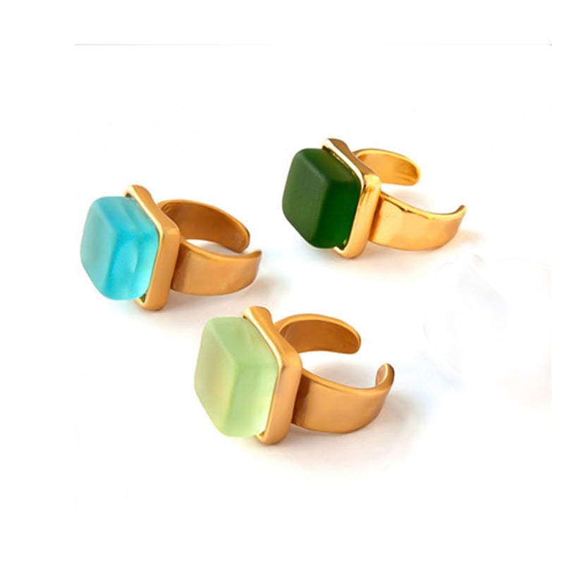 S925 Thalassophile Cube Sea Glass Ring
