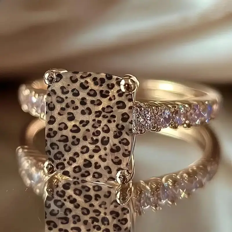 Unisex Adjustable Leopard Print Statement Ring