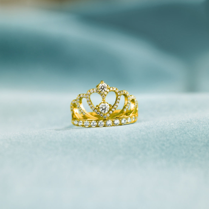 For Daughter - S925 I Love You Forever And Always Sterling Silver Crystal Crown Ring